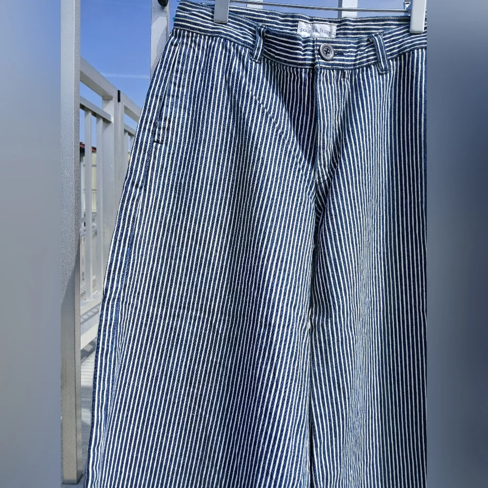 Womens Pour La Frime Blue And White Striped Colletes Pant Skorts - Picture 3 of 5